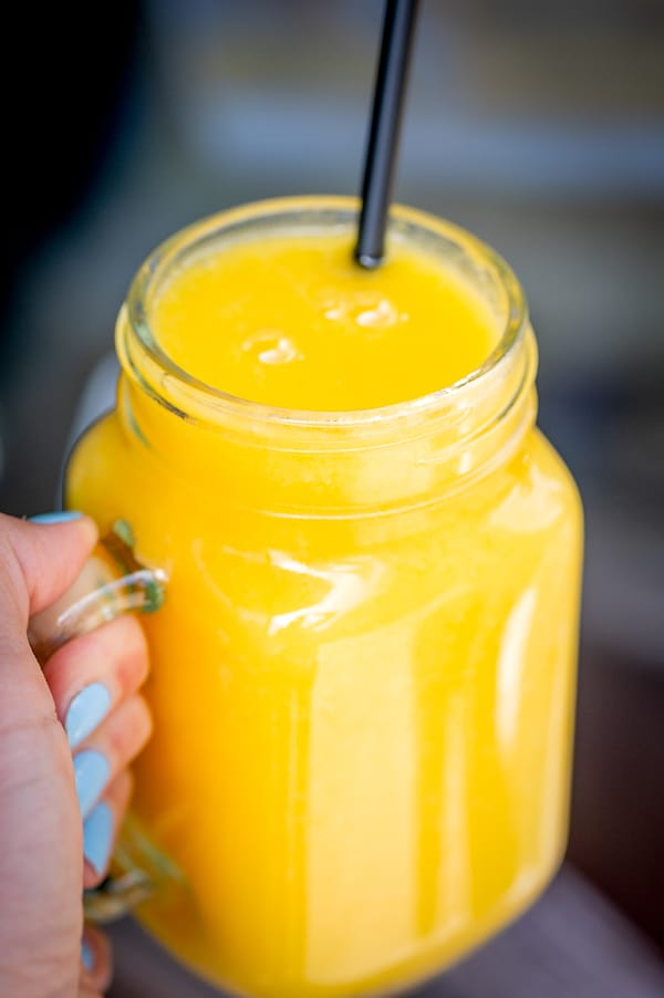 Fresh natural juice, mason mug