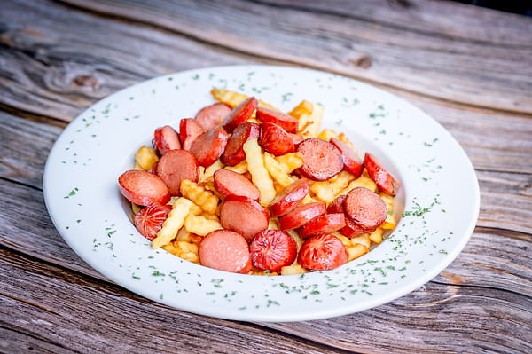 Salchipapas — sausage and fries