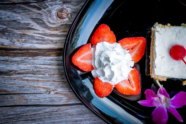 Tres leches cake with strawberries